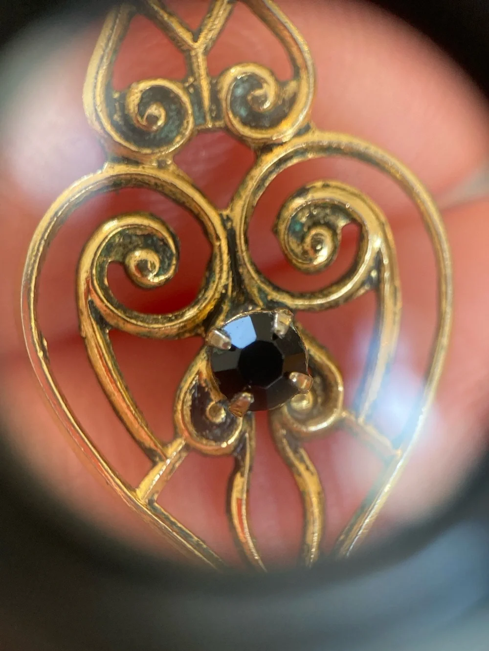 Vintage Victorian Revival Gold-Plated Garnet Glass Stones Lavaliere Pendant